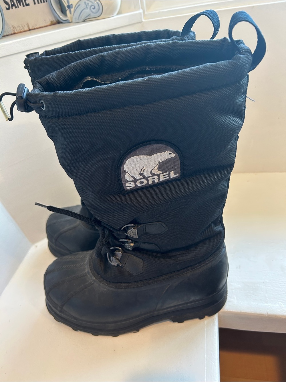 SOREL Glacier Mens Extreme Cold Snow Boots Black Removable Liners size 8